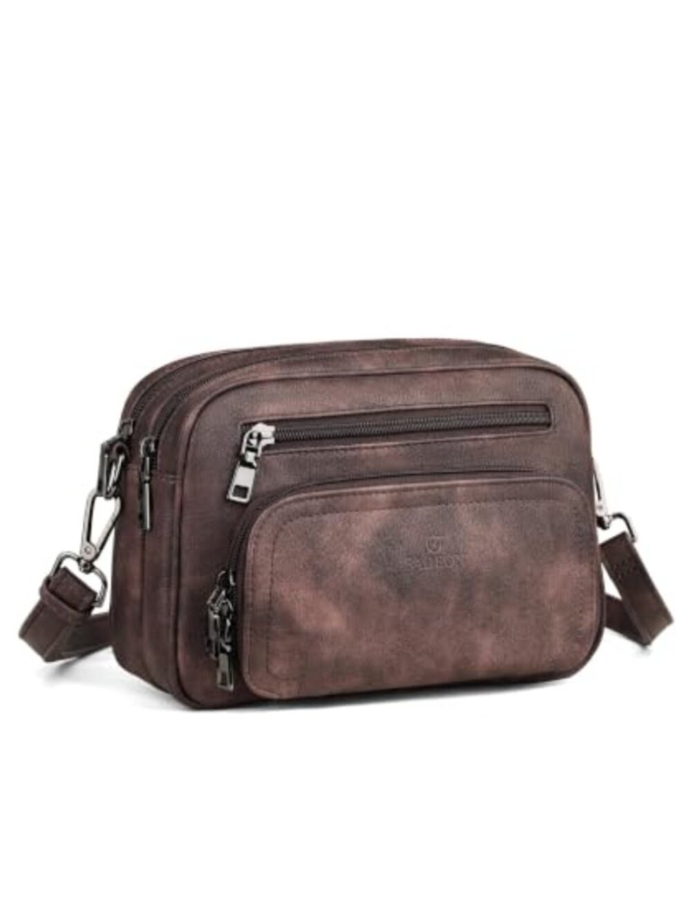 Multi-Pocket PU Leather Crossbody Bag Vegan Adjustable Strap